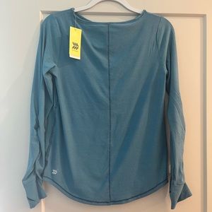 All In Motion Long Sleeved Striped Studio T Shirt with Thumb Hole Cuffs